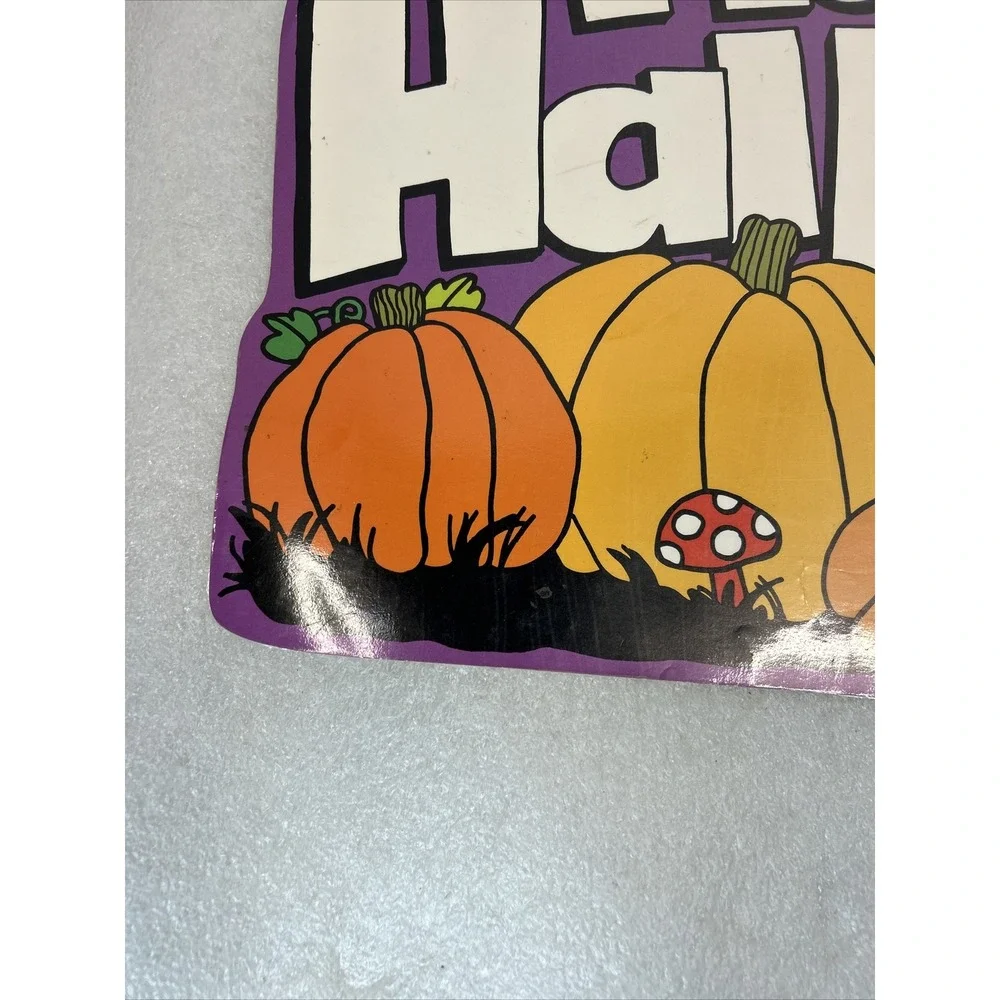 Die Cut Paper Laminate Happy Halloween Sign Black Cat Mushroom Pumpkin
